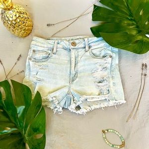 American Eagle light blue stretchy kids ripped shorts